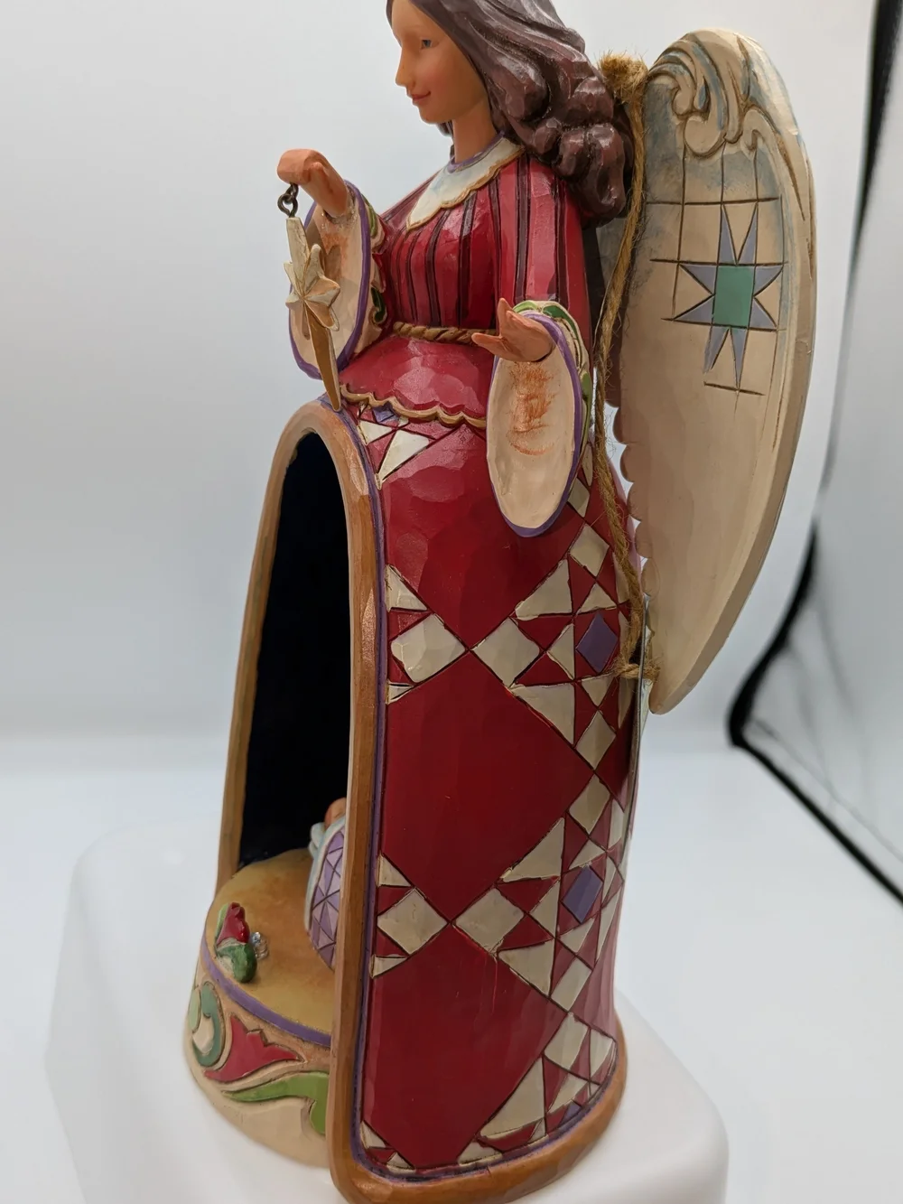 Jim Shore Red Angel Nativity Figurine with Gold Star